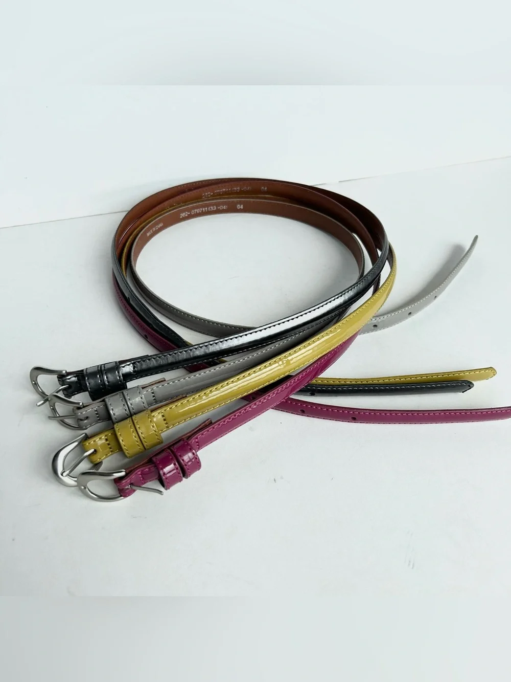 4 X Uniqlo lacquered leather skinny belt